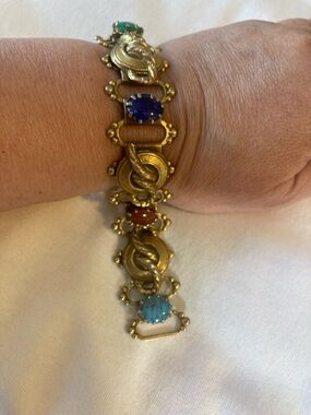 Multi Colored Cabochon Stones Old World Victorian inspired Bracelet